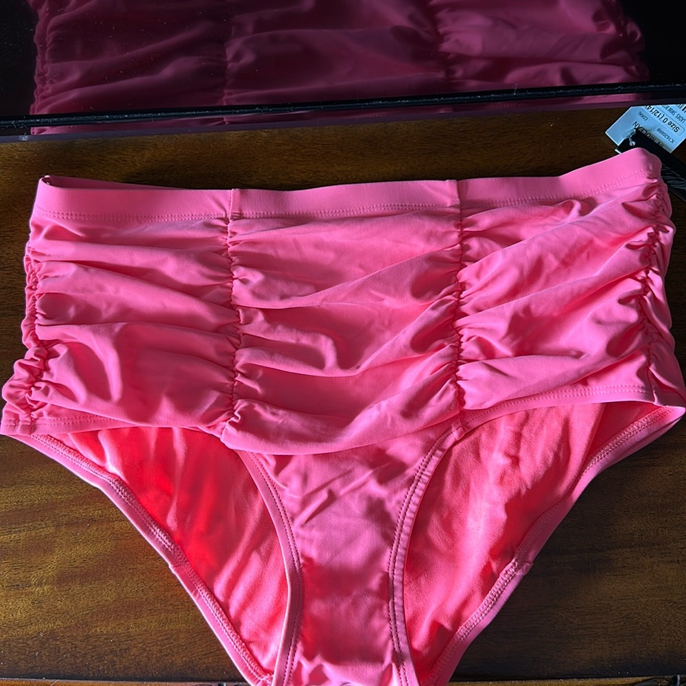Allure Tummy Control Bikini Bottom 12/14 NWT Coral Pink